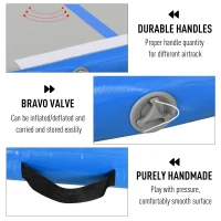 HOMCOM 3(M) Inflatable Tumbling Mat Gymnastic Mat For Exercise Fitness Yoga Home Outdoor Training Use With / Electric Air Pump | Handle Bag - Blue(m-4)