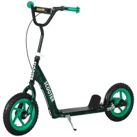 AIYAPLAY Kinderroller, höhenverstellbarer Tretroller für Kinder, mit Bremse, Ständer, 2 Räder, Stahl, Grün(m-12)