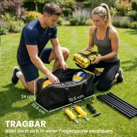 SPORTNOW Draagbaar volleybalnet set – Volleybalset met verstelbare stalen palen en draagtas, zwart, 950 x 100 x 248 cm(m-7)