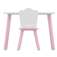 AIYAPLAY Table enfant avec chaise, ensemble table et 2 chaises en bois pour dessiner, jouer, étudier, rose(m-14)