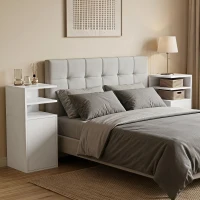 HOMCOM Set de 2 Noptiere pentru Dormitor cu Ușă Compartimente Deschise pentru Spații Reduse 25x30x60 cm Alb(m-6)