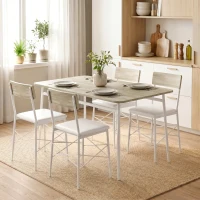 HOMCOM Conjunto de Jantar 5 Peças Mesa de Cozinha Retangular com 4 Cadeiras Acolchoadas 106x66x75 cm Carvalho(m-8)