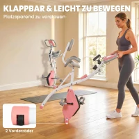 HOMCOM Heimtrainer 2-in-1 Fahrradtrainer mit LCD-Display Pulsmesser verstellbar Sitz Räder, klappbarer Hometrainer Trimmrad mit 8 stufig Magnetwiderstand, Spannseil, Stahl(m-7)