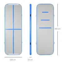 HOMCOM 3(M) Inflatable Tumbling Mat Gymnastic Mat For Exercise Fitness Yoga Home Outdoor Training Use With / Electric Air Pump | Handle Bag - Blue(m-3)