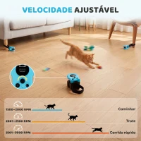 PawHut Brinquedo Automático/Controlado por Controle Remoto para Gatos com Velocidade Ajustável e Pistas Personalizáveis Preto(m-6)