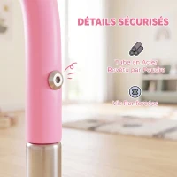 HOMCOM Barre de gymnastique pour enfants, barre horizontale pliable à hauteur réglable avec anneaux de gymnastique, rose(m-8)