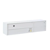 Freestanding TV Cabinet with LED Ambient Lighting and Tempered Glass Display, Modern Lowboard with 3 Doors, 180L x 40W x 45H cm, White(m-2)
