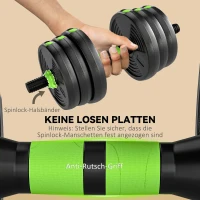 SPORTNOW Verstelbaar halterset 20 kg – halters & lange halter voor krachttraining(m-6)