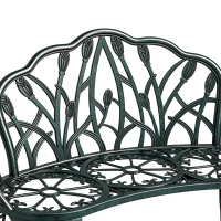 Outsunny Banc de jardin en aluminium moulé, banc extérieur 2 places avec dossier tulipe, assise florale, 99x57x78cm, vert antique(m-13)