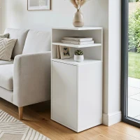 HOMCOM Set de 2 Noptiere pentru Dormitor cu Ușă Compartimente Deschise pentru Spații Reduse 25x30x60 cm Alb(m-5)