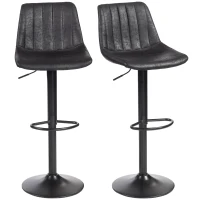 HOMCOM 2er-Set Barhocker im Retrodesign, inkl. Fußstütze, höhenverstellbar, Gaslift, Schwarz(m-12)