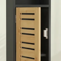 HOMCOM Mobile da bagno in bambù a 3 livelli con portarotolo, 78 cm, nero(m-6)