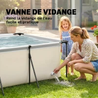 Outsunny Piscine Tubulaire Rectangulaire Piscine Hors Sol Nouvelle Structure Stable Antirouille 394,5x208,3x80,5cm Gris(m-7)