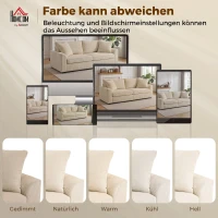HOMCOM 3-Zitsbank met Sierkussens, Corduroy Sofa voor Woonkamer, Slaapkamer, 212 cm Breed, Crèmewit(m-7)