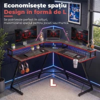 HOMCOM Birou în L cu Prize, 128 cm cu Suport Monitor(m-4)