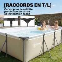 Outsunny Piscine Tubulaire Rectangulaire Piscine Hors Sol Nouvelle Structure Stable Antirouille 394,5x208,3x80,5cm Gris(m-6)