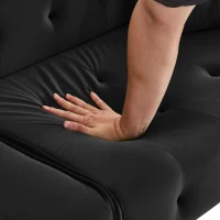 2-Seater Sofa Bed with Independently Adjustable Backrests, Space-Saving Folding Sofa with Multi-Position Armrests, 178L x 82W x 70H cm, Black(m-12)