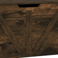 HOMCOM 100L Home Storage Box, with Safety Hinge - Rustic Brown Wood-Effect(m-13)