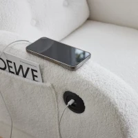 ModernLuxe Rocking Chair with Boucle Fabric Upholstery, Nursing Armchair with Side Pocket, 66.5L x 121.5W x 102H cm, White(m-10)