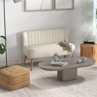HOMCOM, Canapea, Cu Două Locuri, Material textil cu efect de in, Lemn de cauciuc, 117 x 56.5 x 77 cm, Crem(m-10)