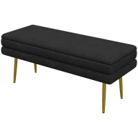 HOMCOM Gestoffeerde Zitbank met Opbergruimte, Staal, 79,5 cm x 37,5 cm x 43 cm, Zwart(m-10)