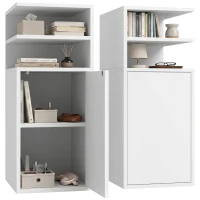 HOMCOM Set de 2 Noptiere pentru Dormitor cu Ușă Compartimente Deschise pentru Spații Reduse 25x30x60 cm Alb(m-7)