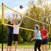 SPORTNOW Draagbaar volleybalnet set – Volleybalset met verstelbare stalen palen en draagtas, zwart, 950 x 100 x 248 cm(m-9)