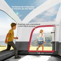 Outsunny Tienda de Campaña Familiar 4 Personas con 2 Habitaciones Zona de Estar y Protección Impermeable 430x305 cm Rojo(m-5)
