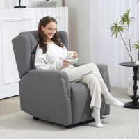 HOMCOM Relaxsessel, Verstellbarer Polstersessel mit Fußstütze, 160° neigbar, Leinenoptik, schneller Aufbau, Dunkelgrau(m-2)
