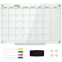 Vinsetto Quadro Branco Calendário 90x60 cm Calendário de Parede com Prateleira para Canetas Apagável a Seco Planeador Semanal com 4 Canetas Apagador Calendário Mensal para Escritório Escola Cozinha Casa(m-9)