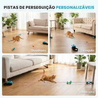 PawHut Brinquedo Automático/Controlado por Controle Remoto para Gatos com Velocidade Ajustável e Pistas Personalizáveis Preto(m-5)