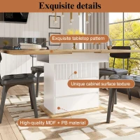Extendable Dining Table with Hidden Storage, Modern Extension Table with Magnetic Soft-Close, 140L x 80W x 75H cm, White(m-4)