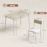 HOMCOM Conjunto de Jantar 5 Peças Mesa de Cozinha Retangular com 4 Cadeiras Acolchoadas 106x66x75 cm Carvalho(m-3)
