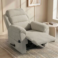 HOMCOM Sillón Masajeador Reclinable Manual 135° con Calefacción Chenilla Crema(m-5)
