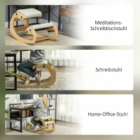 HOMCOM Ergonomischer Kniestuhl, Kniehocker mit 6 verstellbaren Einstellungen, Basis aus Holz Cremeweiß(m-8)