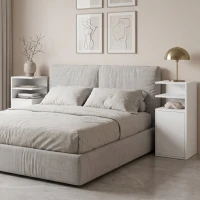 HOMCOM Set de 2 Noptiere pentru Dormitor cu Ușă Compartimente Deschise pentru Spații Reduse 25x30x60 cm Alb(m-2)