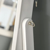 HOMCOM Espejo Joyero de Pie con Ángulo Ajustable y Ranuras para Pendientes Anillos y Collares 46x36,5x151,5 cm Blanco(m-9)