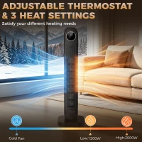 HOMCOM 2000W Ceramic Electric Heater with Fan, Timer, Oscillation - Black(m-6)