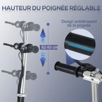 HOMCOM Trottinette électrique pliante pour enfant de 7+ans, 120W Vitesse max 12km/h, 75x36x82-93 cm Noir(m-7)
