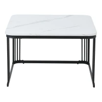 Nesting Coffee Table Set with Open Storage Shelf, Space-Saving Center Table Set with MDF Tops, 70L x 70W x 45H cm, White+Black(m-12)