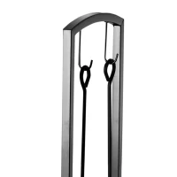 Outsunny Estante para Leña de 2 Niveles Metálico con 4 Herramientas para Chimenea Interior y Exterior 40x30x74,5 cm Negro(m-13)