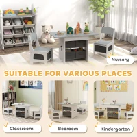 AIYAPLAY Kids Table and Chair Set, Toddler Table and 2 Chairs Set with 6 Removable Drawers, for Boys Girls Ages 3-8, Light Grey(m-7)