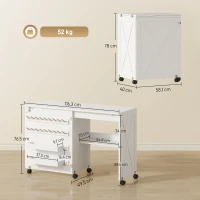 HOMCOM Folding Sewing Table, Rolling Craft Table with Storage compartments, Shelf and Lockable Casters for Small Spaces, White(m-3)