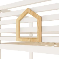 Children's Cabin Bunk Bed with Hydraulic Underbed Storage, Space‑Saving Bed Frame with Integrated Ladder, 200L x 102W x 184H cm, White(m-12)