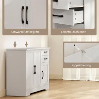 HOMCOM Sideboard z 2 szufladami, nowoczesna szafka do przechowywania, regulowana półka i 3 drzwi, Biały(m-7)