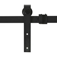 HOMCOM schuifdeursysteem looprail schuifdeurbeslag voor dubbele houten deuren accessoires koolstofstaal zwart 183 x 0,6 x 18 cm(m-8)