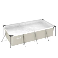 Outsunny Piscine Tubulaire Rectangulaire Piscine Hors Sol Nouvelle Structure Stable Antirouille 394,5x208,3x80,5cm Gris(m-16)