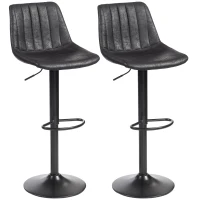 HOMCOM 2er-Set Barhocker im Retrodesign, inkl. Fußstütze, höhenverstellbar, Gaslift, Schwarz(m-11)