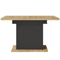 Lockable Telescopic Kitchen Table with Wood‑Grain High‑Density MDF Top, Extendable Dining Table with Concealed Storage, 110L x 80W x 75H cm, Black(m-13)