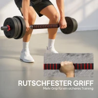 HOMCOM 2 in 1 dumbbell set 25 kg verstelbare dumbbell & barbell professionele dumbbell krachttraining en gewichtheffen voor fitness thuis(m-5)
